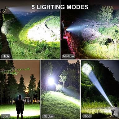 Lylting Rechargeable LED Flashlights High Lumens, 90,000 Lumens Super Bright Flashlight with 5 Modes & Waterproof, Powerful Handheld Flashlight for Camping Emergencies - Image 4