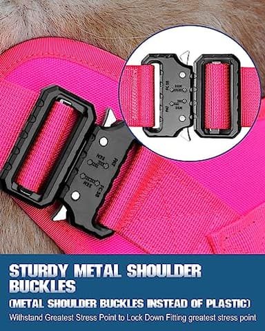 PETNANNY Tactical Service Dog Vest - No-Pull Emotional Support Harness with Hook & Loop Patches & Molle System for Training & Hunting (Pink, Large) - Image 3