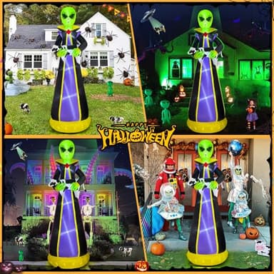 10FT Halloween Inflatables Outdoor Decorations Inflatable Alien Steal Cow Build-in LEDs Lights Blow Up Halloween Yard Decorations Prop Lawn Party Indoor Décor, Black - Image 2