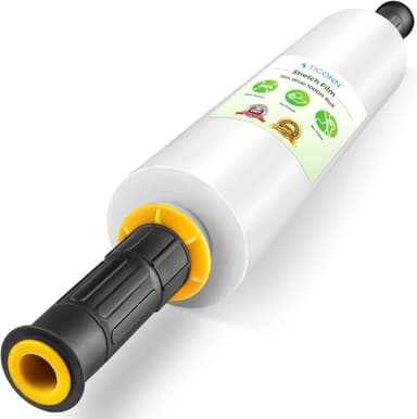 TICONN Stretch Wrap Stretch Film Roll, 1000ft Industrial Strength 15 inch Wide Clear Plastic Wrap with Handles for Pallet Wrapping Shipping Moving - Image 2