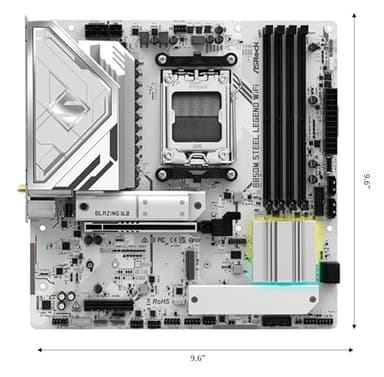 ASRock B850M Steel Legend WiFi Micro-ATX AM5 Motherboard: Ryzen 9000/8000/7000, DDR5 8000+ OC, PCIe 5.0 x16, WiFi 7, 3X M.2 (1x Gen5), USB 3.2 Gen2 Type-C, BIOS Flashback - Image 2