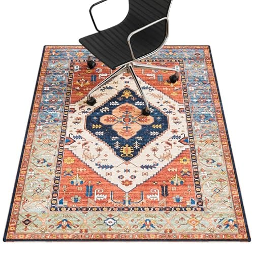 PROHALO Office Chair Mat for Hardwood Floor, 48"x60" Desk Chair Mat for Rolling Chairs, Non Slip Computer Chair Mat, Office Rug Mat for Office Home Hard Floor, Under Desk Mat for Gaming Chair-Red - Image 1