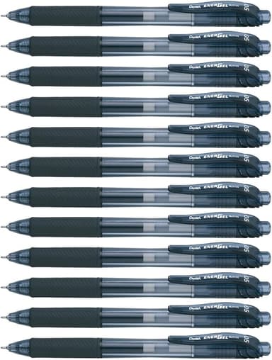 Pentel EnerGel-X Retractable Liquid Gel Pen 0.5mm Needle Tip Black Ink, Box of 12 (BLN105-A - Image 1