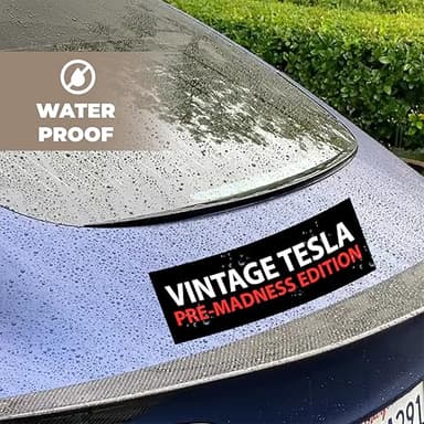 2pcs Musk Tesla Bumper Sticker, VINTAGE TESLA - PRE-MADNESS EDITION, Elon Sticker, Elon Sticker, Tesla Bumper Sticker Elon, Waterproof Vinyl Decal for Car, Truck, Laptop, Window - Image 4