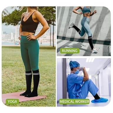 LEVSOX Viscose Made from Bamboo Compression Socks for Pregnant Women 20-30 mmHg Knee High Cute Funny Mens Supports Socks for Nurses, Medical, Travel and Flight, Black - Image 7