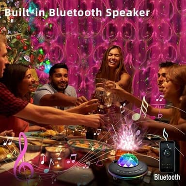 Mycket Star Projector, Galaxy Projector Light, Ocean Wave LED Night Light Lamp, Night Light Projector with Remote 360°Rotating Sleep Soothing Colors Changing Music Bluetooth Speaker Timer for Bedroom - Image 6