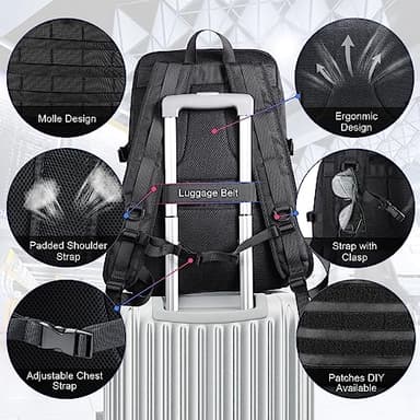 BERTASCHE Lunch Backpack, Laptop Backpack 15.6 inch Work Backpack w/Insulated Cooler Lunch box for Men Women, Casual Daypack for Work Commuter Picnic College,Black - Image 4