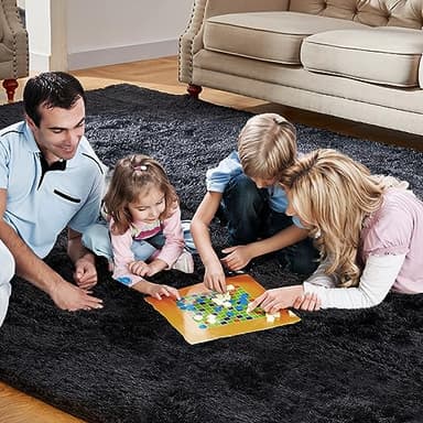 Super Soft Area Rugs for Living Room 5x7 Black, Fluffy Furry Shaggy Fuzzy Area Rug, Upgrade Anti-Skid Rectangular, High Pile Soft Throw Rug for Bedroom and Kids Room, Home Decor Aesthetic - Image 5