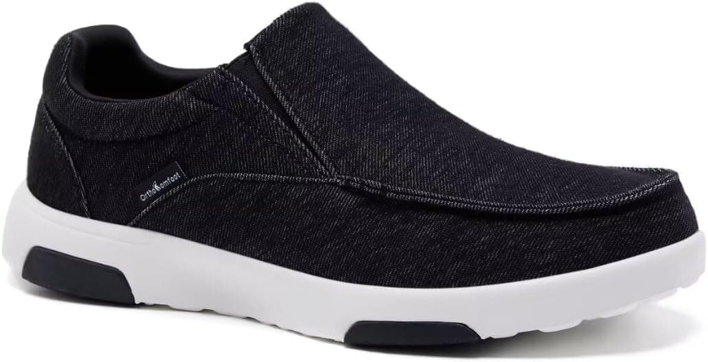 OrthoComfoot Men's Orthopedic Comfortable Slip-On Shoes with Arch Support, Orthotic Loafers for Plantar Fasciitis, Canvas Leisure Vintage Flat Walking Shoes for Foot and Heel Pain Relief - Image 1