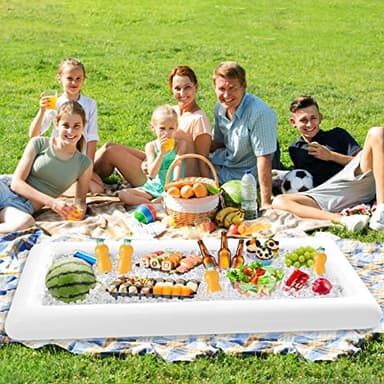 Jasonwell Inflatable Serving Bars Ice Buffet Salad Serving Trays Food Drink Holder Cooler Containers Indoor Outdoor BBQ Picnic Pool Party Supplies Luau Cooler w Drain Plug - Image 3