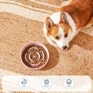 vancasso Slow Feeder Dog Bowl, 1.5 Cups Ceramic Slow Feeder for Medium Breed, Puzzle Maze Food Dog Bowl for Fast Eater, Pink - Image 5