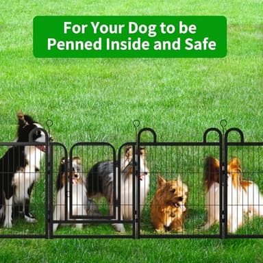 Puppy Playpen 8 Piece Panels Small Dog Fence Outdoor Indoor Use 24" Height Anti-Rust with Doors Portable Dog Play Pen for RV Camping Yard, Total 15FT, 17 Sq.ft, Snowy Black - Image 7