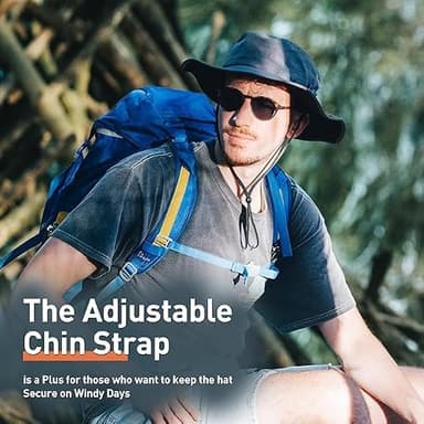 TOP-EX Men's Waterproof Bucket Sun Hat with Wide Brim, Summer Boonie Shade Cap for Outdoor Hiking, Fishing, Beach, Safari - UV Protection SPF Sunhat, Navy M/L - Image 2
