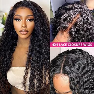 FIRIEYA Deep Wave Lace Front Wigs Human Hair Wigs for Black Women 180% Density 4X4 HD Transparent Lace Closure Human Hair Wigs for Black Women Glueless with Baby Hair Natural Color(18 Inch) - Image 8