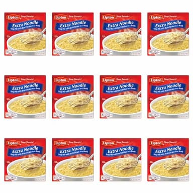 SOUP SECRETS Lipton Instant Soup Mix For a Warm Bowl of Soup Extra Noodle Soup Made With Real Chicken Broth Flavor 4.9 oz 2 ct, Pack of 12 - Image 1