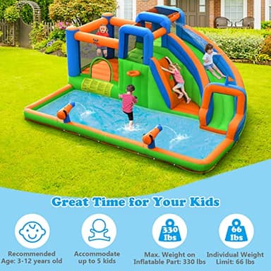 BOUNTECH Inflatable Water Slide Bounce House, Kids Water Park Jump Castle w/Large Splash Pool, 2 Climbing Walls, Water Slides Inflatables for Kids, Water Bounce House for Outdoor Backyard Party Gifts - Image 7