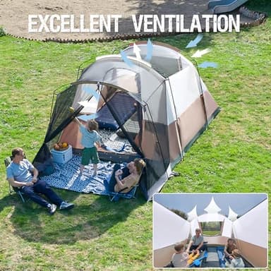Portal 6 Person Family Camping Tents with Screen Porch, Weater Resistant 7' Tall Tent with Rainfly & Upgrated Poles, Easy Setup Tent for Outdoor Family Camping - Image 6