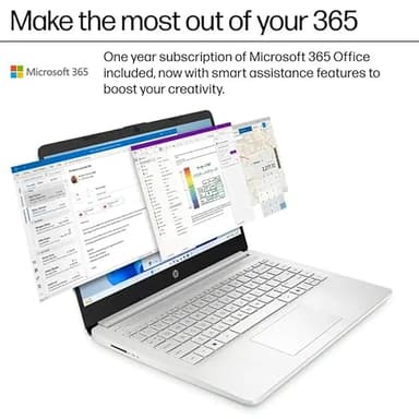 HP 2025 14 inch Everyday Laptop Computer for Student & Business - AI-Powered 1-Y Office 365 • Intel Quad-Core CPU • Ultra-Light • 16G RAM • 384G Storage (128G UFS+256G SD Card) • Win 11 Pro • Silver - Image 4