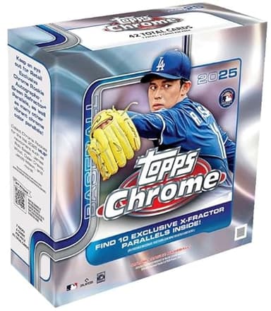 NEW 2025 ToppsCHROME Baseball Trading Card MEGA Box with 42 Cards, 10 Exclusive X-fractors Per Box, Bonus Custom Judge Card Sized Print - Image 2