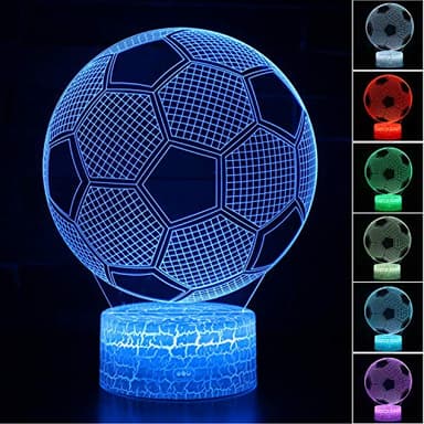AZALCO 3D Illusion Soccer Night Light,Football Led Lamp 16 Color Change Smart Touch&Remote Control Teenager Christmas Gifts Xmas Gift Party Gifts for Girls Kids Home Decor - Image 2