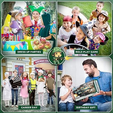 GIFTINBOX Army Costume for Kids, 15PCS Soldier Military Costume Dress Up Role Play Set with Army Accessories, Halloween Costumes for Boys Kids 3-13, Halloween Birthday Gift for Kid - Image 6