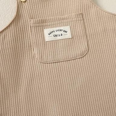 ZOEREA Toddler Baby Boys Clothes Summer Outfit Stripe T-Shirt and Shortall Romper Set Cute Jumpsuit (Khaki,6-12 Month) - Image 8