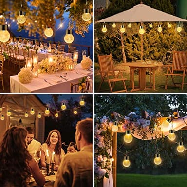 Solar Outdoor Lights Decorative 12 Pack, Hanging Solar Garden Lights Waterproof, Solar Powered Globe Lantern Cracked Glass Ball Lights for Yard Patio Fence Tree Umbrella Holiday Decoration,Warm White - Image 7
