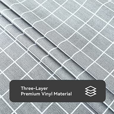 Romanstile Rectangle Plastic Tablecloth, 100% Waterproof Oil-Proof Checkered PVC Table Cloths, Heavy Duty Vinyl Table Covers for Dining, Camping, Picnic, Outdoor - 52 x 70 Inch, Grey - Image 6