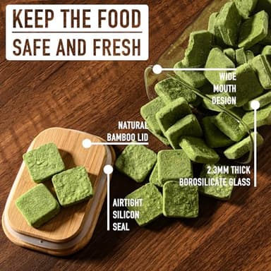 D2scrma 71oz Rectangle Airtight Glass Storage Containers with Bamboo Lids (Set of 3), Square Food Storage Jar, Pantry Organizers for Sugar, Flour, Spaghetti and Coffee beans (with Black Lable) - Image 4