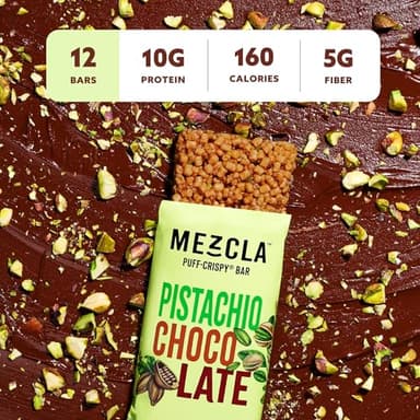 Mezcla Puff Crispy Protein Bars, Gluten Free & Vegan Protein Bars, 10g Protein, Alt for Pistachio Dubai Chocolate Bar, Granola Bars & Breakfast Bars, Healthy Snacks for Adults, Pistachio Chocolate, 12 Pack - Image 3