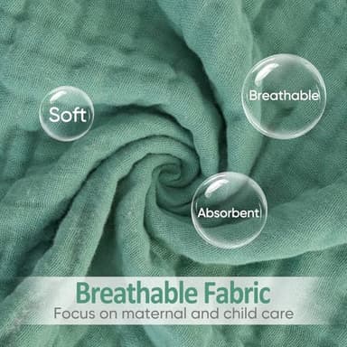 MIGIOL Muslin Burp Cloths 100% Cotton Pack of 12. Soft, Gentle & Absorbent Baby Burp Cloths for Baby Girl & Boys.(Blue & Green 12 Pieces) - Image 5