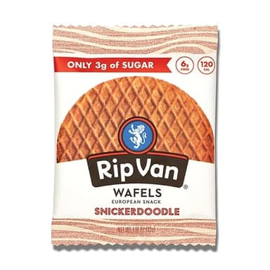 Rip Van Wafels Snickerdoodle Stroopwafels, Healthy Snacks, Non-GMO, Keto Friendly, Office Snacks, Low Sugar (3g), Low Calorie, 12 Pack - Image 3
