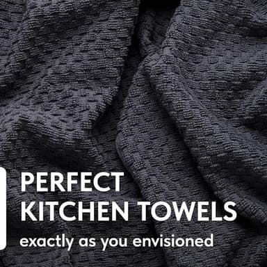Super Absorbent Kitchen Towels 12 Pack - Premium 100% Cotton Kitchen Towels, 450GSM Thick Machine Washable Gray Dish Towels for Kitchen Drying, Cleaning, Dobby Weave, Unmatched Quality - Image 2