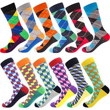BONANGEL Mens Dress Socks Fun Funny Colorful Crazy Crew Dress Socks For Men 8-12 - Image 1