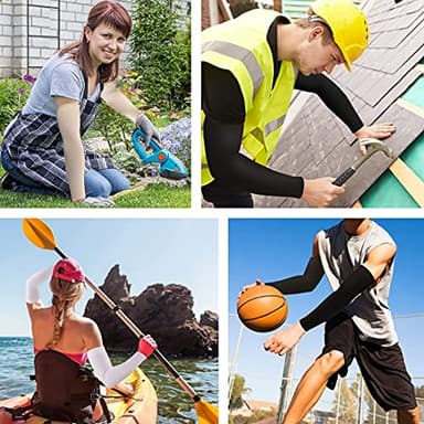 HEGCOIIE 5 Pairs UV Sun Protection Cover Cooling Arm Sleeves Compression UPF 50 Tattoo Cover Up Sleeve for Men Women,Running Golf (5 White) - Image 7