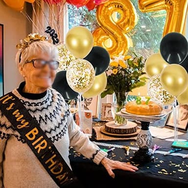 TONIFUL 6 Set Balloon Centerpieces for Table Black Gold Confetti Balloon Stand Kit for 2025 Graduation Party Decoration Birthday Anniversary Halloween 2025 Party Decorations - Image 7