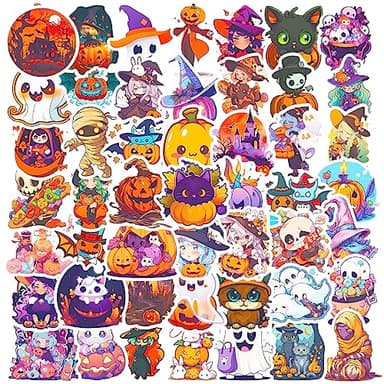 100PCS Non Repeating Halloween Children's Cartoon Pumpkin Themed Stickers Party Favors Vinyl Waterproof Holiday Party, Halloween Children's Cartoon Party Stickers Decoration - Image 6