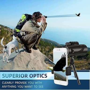 Stscope 360 Monocular Set, Telescope High Power, High-Power Long-Range Optics with Night Vision & Phone Adapter, Tripod-Compatible Gear for Birdwatching Stargazing Camping (80x100,Upgraded Green) - Image 4