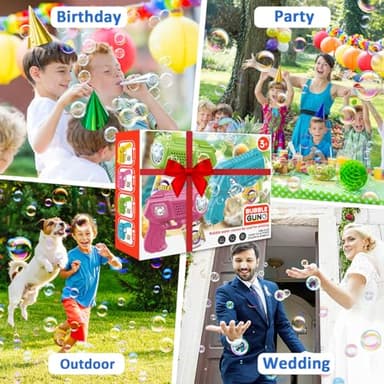 Beria Bubble Guns with Bubble Solution- 3 Pack, Bubbles Gun, Blaster, Blower, Maker, Machine for Boys Girls, Birthday Gifts for Ages 3 4 5 6 7 8 Year Old Kid, Outdoor Toys for Toddlers, Party, Wedding - Image 8