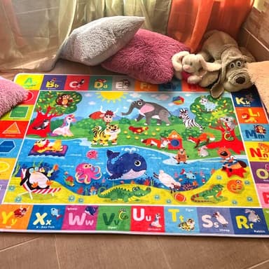 QUOKKA Baby Play Mat for Floor – Super Soft Plush Surface ABC Rug for Toddlers & Infants – Extra Thick (0.3in) Non-Slip Padded Nursery Mat for Crawling & Fun – Foldable Gift Rug - Image 2