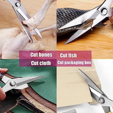 Kitchen Shears 2 Pack, Heavy Duty Poultry Shears, Dishwasher Safe, All Purpose Stainless Steel Utility Scissors for Kitchen, Chicken, Fish, Herbs, Turkey - Image 6