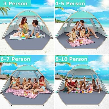 Gorich Beach Tent Sun Shelter for 3/4-5/6-7/8-10 Person with UPF 50+ UV Protection, Lightweight & Easy Setup Beach Shade Canopy, Portable Shade Tent Cabana - Image 8