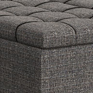 SIMPLIHOME Harrison 40 inch Wide Transitional Square Large Coffee Table Storage Ottoman in Ebony Polyester Tweed, Assembled, for The Living Room and Bedroom - Image 12