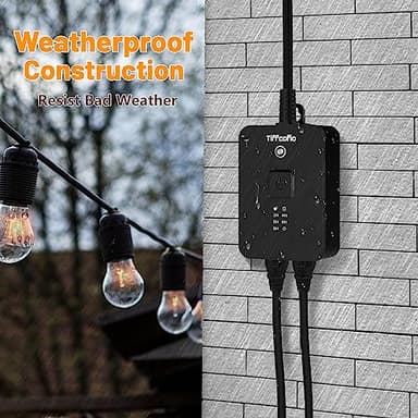 TiFFCOFiO Outdoor Timer Waterproof, Remote Control Dusk to Dawn Sensor Countdown, 100 ft Range, 2 Grouded Electrical Outlets for Home and Garden, 15A 1/2HP, Heavy Duty, ETL Listed (1 Pack) - Image 6