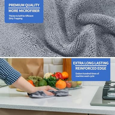 HOMERHYME Microfiber Cleaning Cloths, 8 Pack Cleaning Rags, Lint-Free 300GSM Microfiber Towels Bulk Absorbent Washcloths, All-Purpose Cleaning Towels for Household Kitchen Shop Garage 12.6" x 12.6" - Image 3