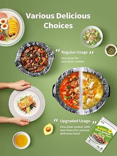KOOC Slow Cooker Liners 13"x21" 20 Count Cooking Bags Pot Liners Disposable Bags Fit 3 qt to 8.5 qt Slow Cooker BPA Free, 2 Packs (20 Liners Total) - Image 7