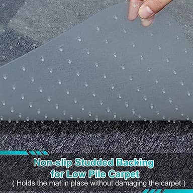 2 Pack Office Chair Mat for Carpets, 48'' x 30'' Clear Floor Mat for Carpeted Floors, Thick and Sturdy Carpet Protector with Grips, Easy Glide and Flat Without Curling - Image 3