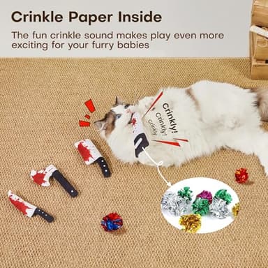 Potaroma 4Pcs Cat Toys, Horror Knife-Shaped Kitten Catnip Crinkly Sound Toys, Indoor Exercise for All Cat Breeds 6.5 Inches - Image 4