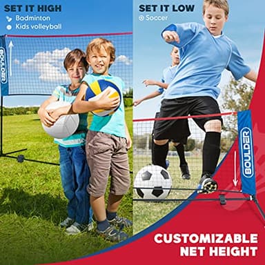 BOULDER Portable Badminton Pickleball Net - Foldable / Extendable Poles for Multiple Sports Heights (UP to 5 ft) - Ideal for Tennis, Pickleball, Soccer Tennis - Easy Setup (Blue, 17 FT) - Image 8