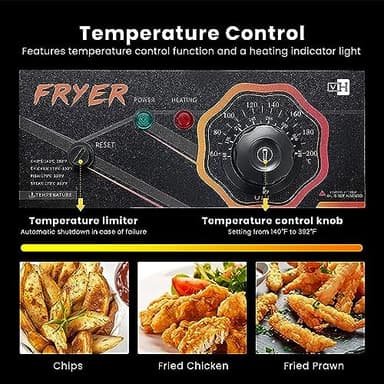 VIVOHOME 110V 20.7 Qt Commercial Electric Deep Fryer with 2 x 6.35 QT Removable Baskets, Overheat Protection - Image 3